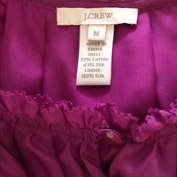J. Crew Silk Blend Ruffle Bib Tank Top Women’s Deep Magenta Shirt Size Medium - Picture 4 of 6